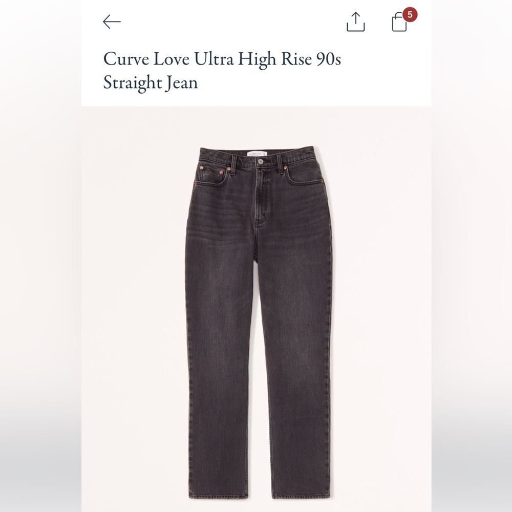 Abercrombie Curve Love 90s Ultra High Rise Straight Jeans; Black Size 28